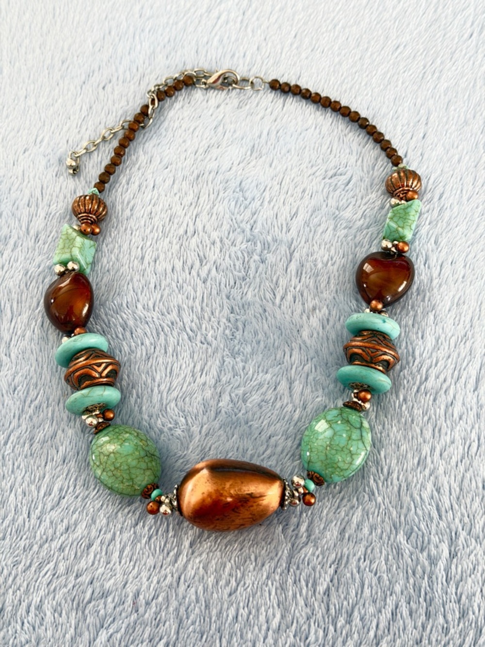 Turquoise & Copper Beaded Statement Necklace - Women Jewelry